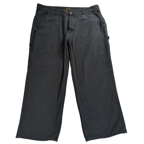 Stanley Work Pants Mens 42x30 Gray Cotton Carpenter Utility Lined Heavy Duty - Picture 1 of 16